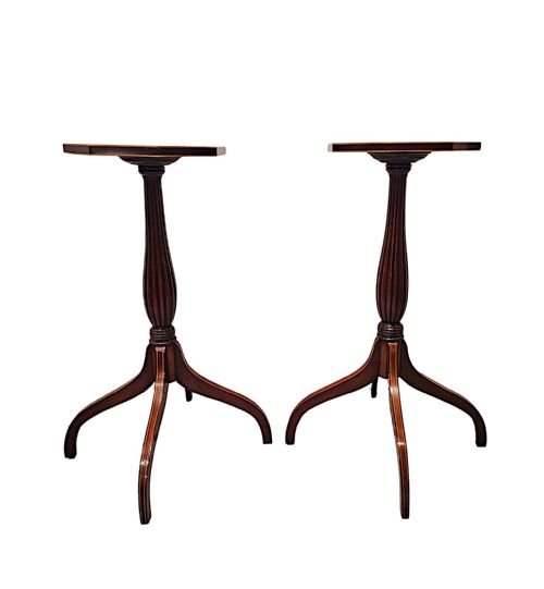 A VERY RARE PAIR OF EDWARDIAN INLAID TALL WINE TABLES - ADDITIONAL PHOTO 5