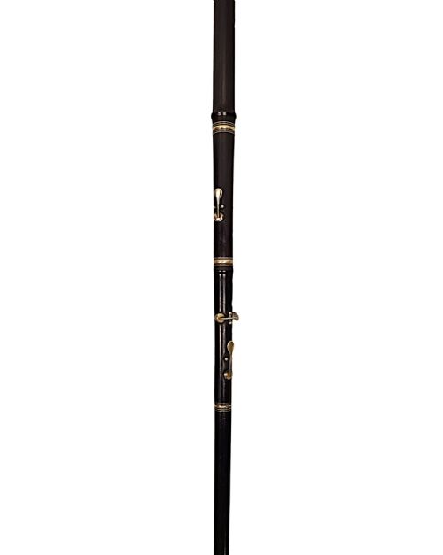 A VERY RARE 19TH CENTURY TIMBER FLUTE WALKING STICK WITH HORN HANDLE - ADDITIONAL PHOTO 3
