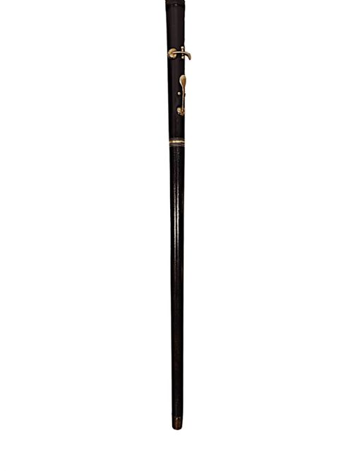 A VERY RARE 19TH CENTURY TIMBER FLUTE WALKING STICK WITH HORN HANDLE - ADDITIONAL PHOTO 4