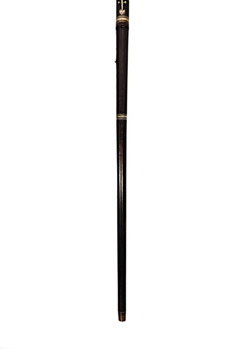 A VERY RARE 19TH CENTURY TIMBER FLUTE WALKING STICK WITH HORN HANDLE - ADDITIONAL PHOTO 5
