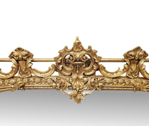A VERY RARE LARGE SIZE 19TH CENTURY CASTLE OR COUNTRY HOUSE OVERMANTEL MIRROR - ADDITIONAL PHOTO 3