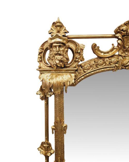 A VERY RARE LARGE SIZE 19TH CENTURY CASTLE OR COUNTRY HOUSE OVERMANTEL MIRROR - ADDITIONAL PHOTO 5