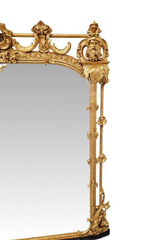 A VERY RARE LARGE SIZE 19TH CENTURY CASTLE OR COUNTRY HOUSE OVERMANTEL MIRROR - ADDITIONAL PHOTO 6