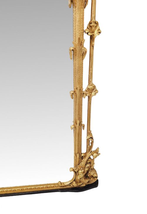 A VERY RARE LARGE SIZE 19TH CENTURY CASTLE OR COUNTRY HOUSE OVERMANTEL MIRROR - ADDITIONAL PHOTO 7