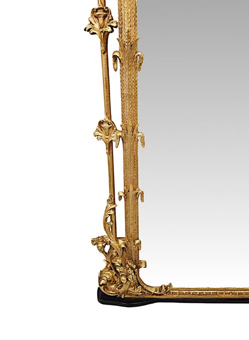 A VERY RARE LARGE SIZE 19TH CENTURY CASTLE OR COUNTRY HOUSE OVERMANTEL MIRROR - ADDITIONAL PHOTO 8