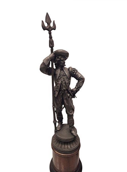 A RARE PAIR OF 19TH CENTURY SPELTER FIGURAL CAVALIER SCULPTURES - ADDITIONAL PHOTO 1