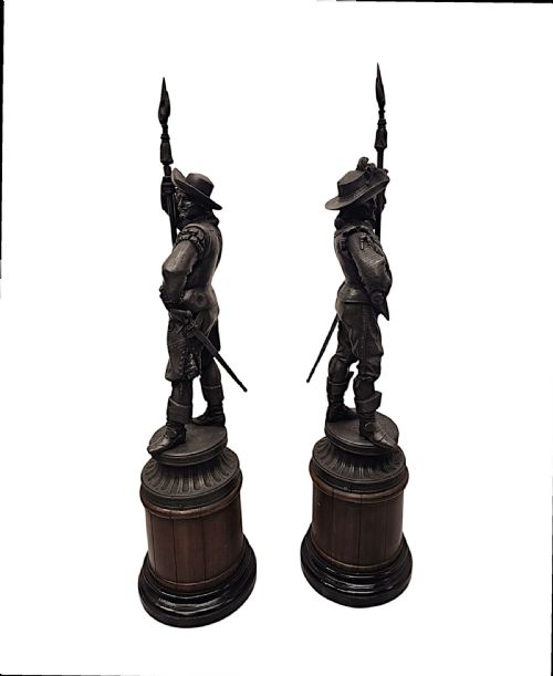 A RARE PAIR OF 19TH CENTURY SPELTER FIGURAL CAVALIER SCULPTURES - ADDITIONAL PHOTO 2