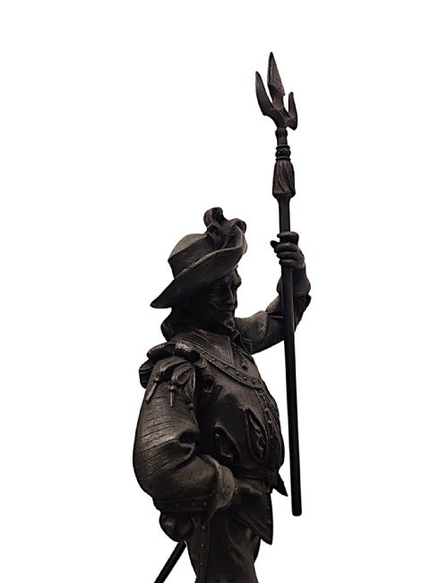 A RARE PAIR OF 19TH CENTURY SPELTER FIGURAL CAVALIER SCULPTURES - ADDITIONAL PHOTO 4