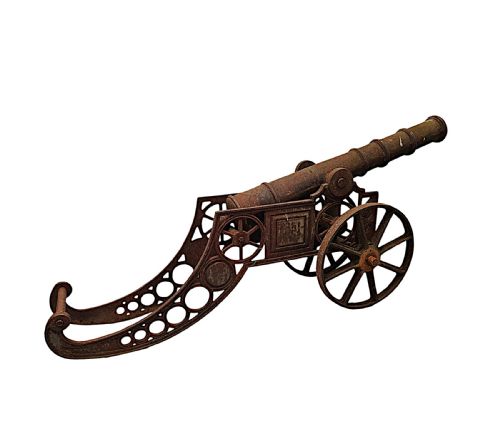A VERY RARE PAIR OF EARLY 20TH CENTURY HEAVY CAST IRON GARDEN CANNONS - ADDITIONAL PHOTO 5