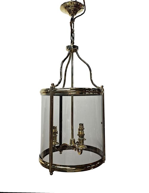 A GORGEOUS EARLY 20TH CENTURY SIMPLE DESIGN BRASS LANTERN - ADDITIONAL PHOTO 1