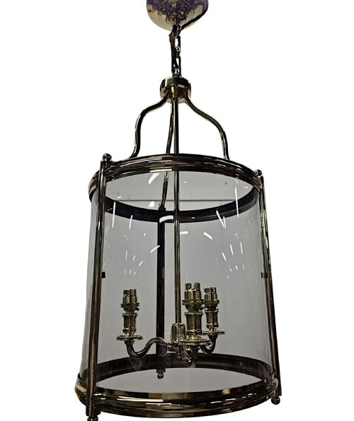 A GORGEOUS EARLY 20TH CENTURY SIMPLE DESIGN BRASS LANTERN - ADDITIONAL PHOTO 2