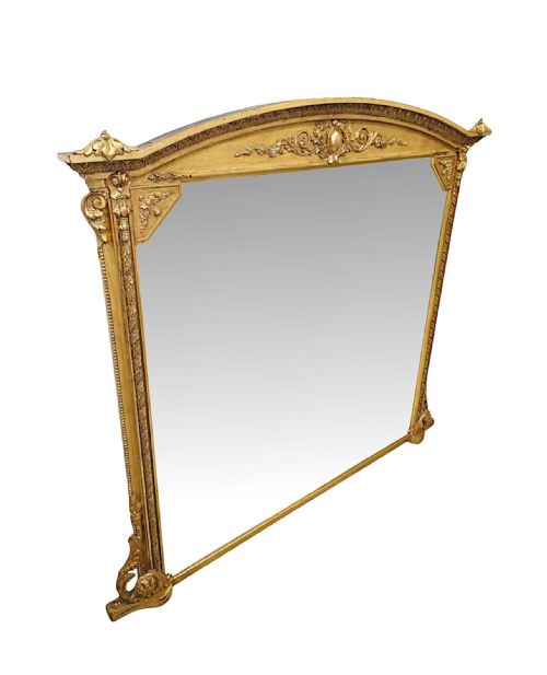 A FABULOUS LARGE 19TH CENTURY GILTWOOD OVERMANTEL MIRROR WITH ORIGINAL BACK AND GLASS - ADDITIONAL PHOTO 1