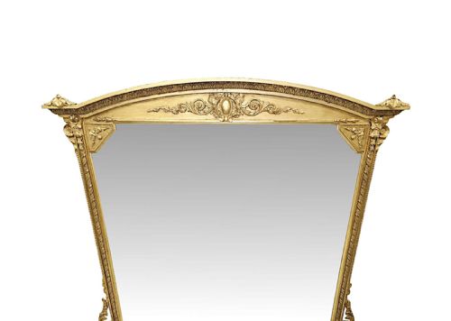 A FABULOUS LARGE 19TH CENTURY GILTWOOD OVERMANTEL MIRROR WITH ORIGINAL BACK AND GLASS - ADDITIONAL PHOTO 3