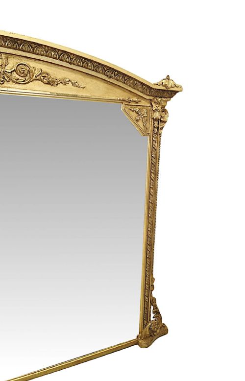 A FABULOUS LARGE 19TH CENTURY GILTWOOD OVERMANTEL MIRROR WITH ORIGINAL BACK AND GLASS - ADDITIONAL PHOTO 4