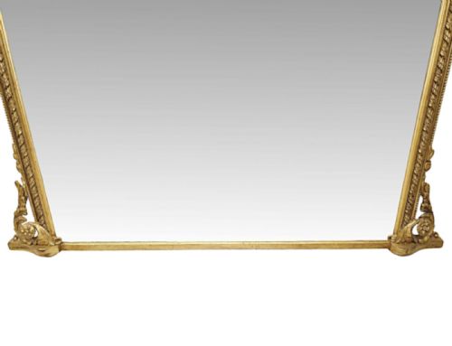 A FABULOUS LARGE 19TH CENTURY GILTWOOD OVERMANTEL MIRROR WITH ORIGINAL BACK AND GLASS - ADDITIONAL PHOTO 5