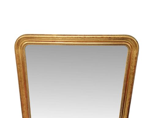 A LOVELY 19TH CENTURY LARGE SIZE GILTWOOD OVERMANTEL MIRROR WITH FLORAL EMBOSSED DETAIL - ADDITIONAL PHOTO 3