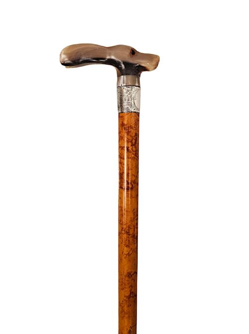 A VERY RARE 19TH CENTURY GADGET WALKING STICK WITH A RABBIT HANDLE AND HIDDEN CORKSCREW - ADDITIONAL PHOTO 3