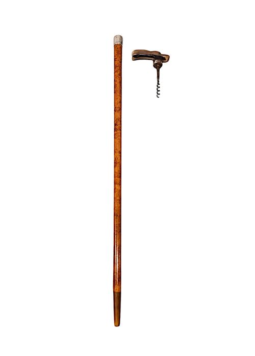 A VERY RARE 19TH CENTURY GADGET WALKING STICK WITH A RABBIT HANDLE AND HIDDEN CORKSCREW - ADDITIONAL PHOTO 6