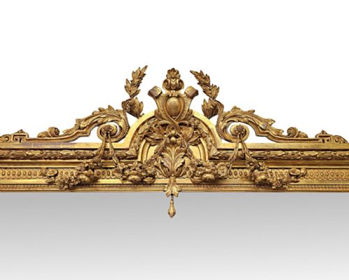 A VERY RARE MASSIVE 19TH CENTURY GILTWOOD COUNTRY HOUSE OVERMANTEL MIRROR - ADDITIONAL PHOTO 1
