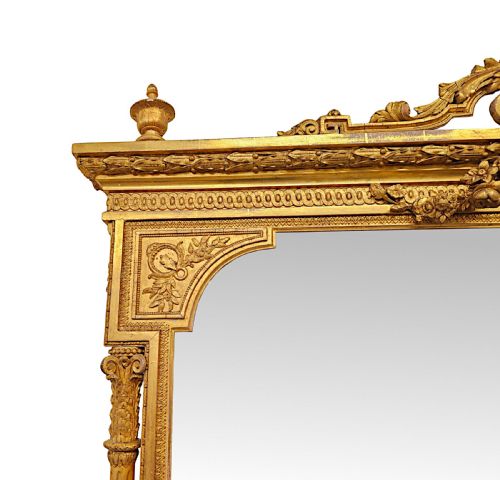 A VERY RARE MASSIVE 19TH CENTURY GILTWOOD COUNTRY HOUSE OVERMANTEL MIRROR - ADDITIONAL PHOTO 4