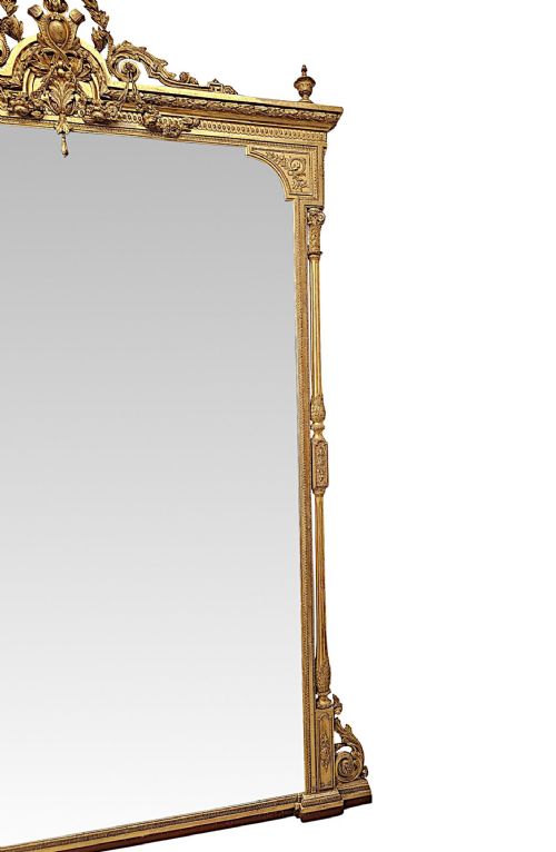 A VERY RARE MASSIVE 19TH CENTURY GILTWOOD COUNTRY HOUSE OVERMANTEL MIRROR - ADDITIONAL PHOTO 5