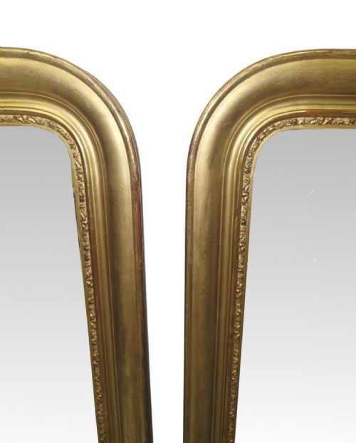A VERY RARE PAIR OF 19TH CENTURY ELEGANTLY SIMPLE GILTWOOD MIRRORS - ADDITIONAL PHOTO 2