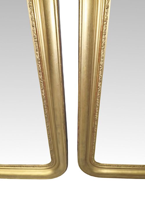 A VERY RARE PAIR OF 19TH CENTURY ELEGANTLY SIMPLE GILTWOOD MIRRORS - ADDITIONAL PHOTO 4