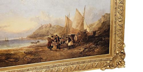 A VERY FINE MASSIVE 18TH CENTURY GILTWOOD FRAMED COUNTRY HOUSE OIL ON CANVAS PAINTING ATTRIBUTED TO GEORGE MORLAND 1763 1804 - ADDITIONAL PHOTO 1