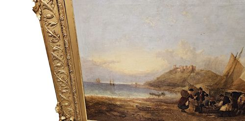 A VERY FINE MASSIVE 18TH CENTURY GILTWOOD FRAMED COUNTRY HOUSE OIL ON CANVAS PAINTING ATTRIBUTED TO GEORGE MORLAND 1763 1804 - ADDITIONAL PHOTO 3