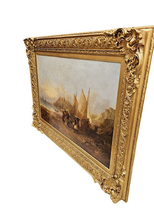 A VERY FINE MASSIVE 18TH CENTURY GILTWOOD FRAMED COUNTRY HOUSE OIL ON CANVAS PAINTING ATTRIBUTED TO GEORGE MORLAND 1763 1804 - ADDITIONAL PHOTO 5