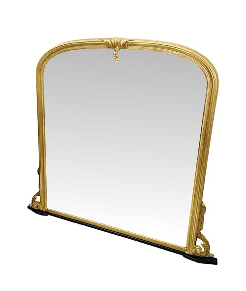 A FABULOUS LARGE 19TH CENTURY ARCHTOP GILTWOOD OVERMANTEL MIRROR - ADDITIONAL PHOTO 1