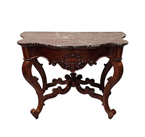 A VERY RARE PAIR OF 19TH CENTURY MARBLE TOP CONSOLE TABLES - ADDITIONAL PHOTO 2