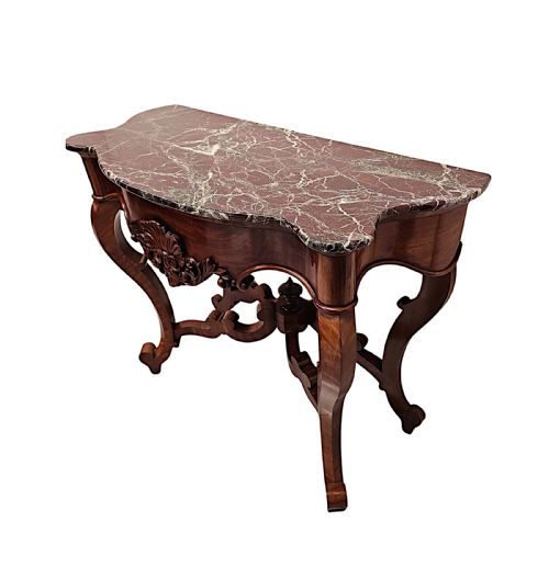 A VERY RARE PAIR OF 19TH CENTURY MARBLE TOP CONSOLE TABLES - ADDITIONAL PHOTO 4