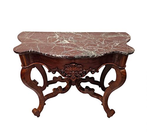 A VERY RARE PAIR OF 19TH CENTURY MARBLE TOP CONSOLE TABLES - ADDITIONAL PHOTO 5