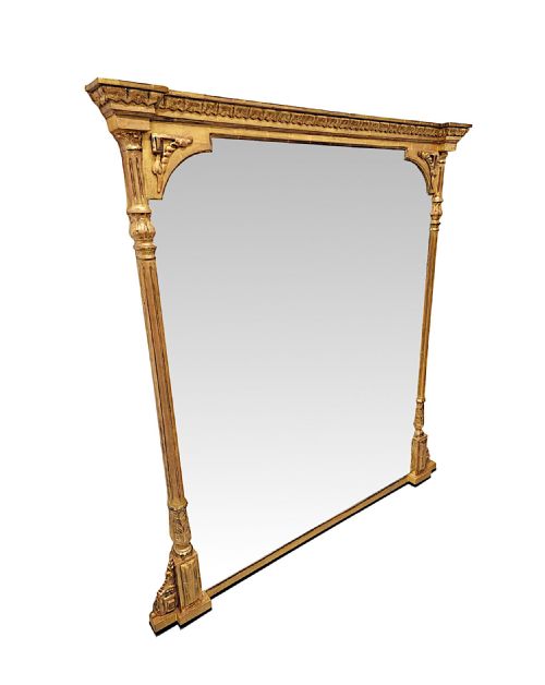 A STUNNING LARGE SIZE 19TH CENTURY GILTWOOD OVERMANTEL MIRROR - ADDITIONAL PHOTO 1