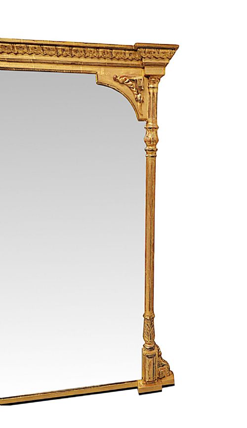 A STUNNING LARGE SIZE 19TH CENTURY GILTWOOD OVERMANTEL MIRROR - ADDITIONAL PHOTO 4