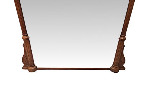 A LOVELY UNUSUAL 19TH CENTURY SOLID OAK FRAMED LARGE SIZE OVERMANTEL MIRROR - ADDITIONAL PHOTO 5