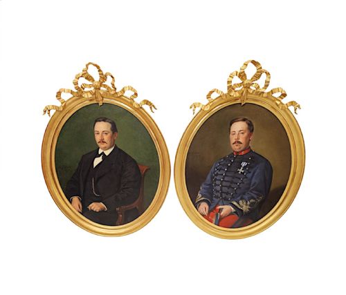 A FABULOUS LARGE PAIR OF 19TH CENTURY GILTWOOD FRAMED PORTRAITS - ADDITIONAL PHOTO 5