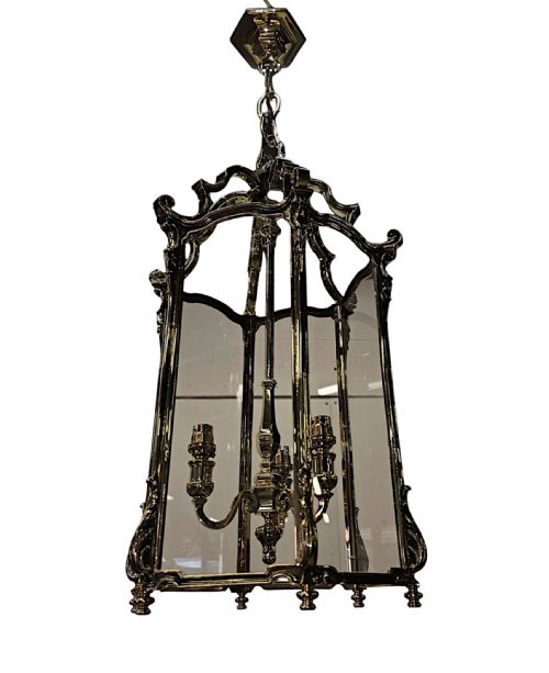A STUNNING EARLY 20TH CENTURY FULLY RESTORED HEAVY BRASS LANTERN - ADDITIONAL PHOTO 1