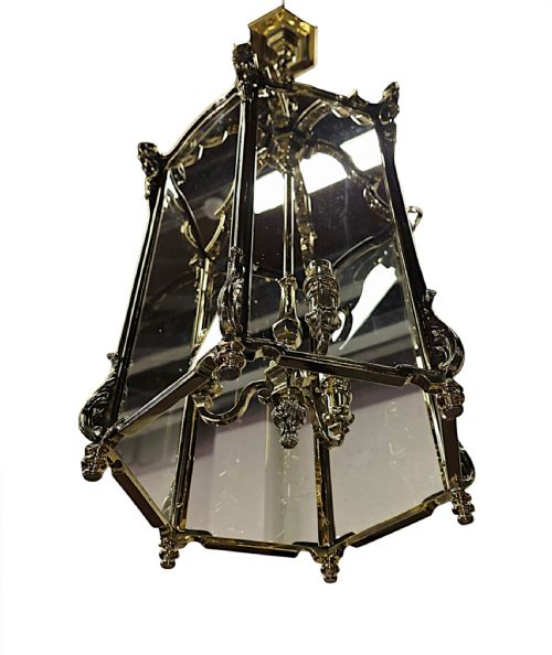 A STUNNING EARLY 20TH CENTURY FULLY RESTORED HEAVY BRASS LANTERN - ADDITIONAL PHOTO 3