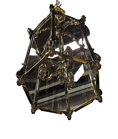 A STUNNING EARLY 20TH CENTURY FULLY RESTORED HEAVY BRASS LANTERN - ADDITIONAL PHOTO 6