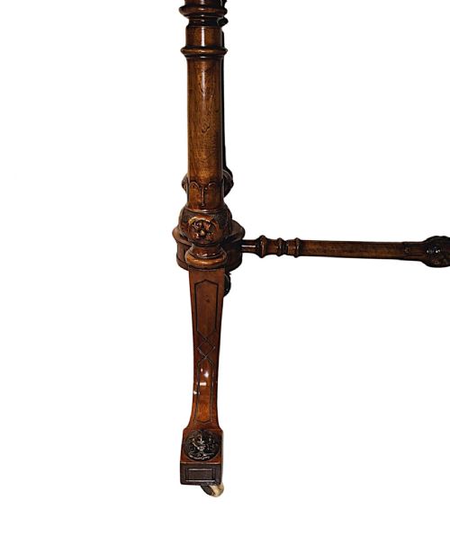 A VERY FINE 19TH CENTURY INLAID BURR WALNUT LIBRARY OR CENTRE TABLE - ADDITIONAL PHOTO 5