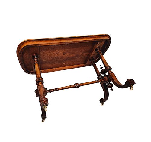 A VERY FINE 19TH CENTURY INLAID BURR WALNUT LIBRARY OR CENTRE TABLE - ADDITIONAL PHOTO 6