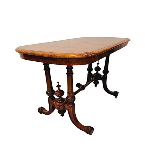 A VERY FINE 19TH CENTURY INLAID BURR WALNUT LIBRARY OR CENTRE TABLE - ADDITIONAL PHOTO 8