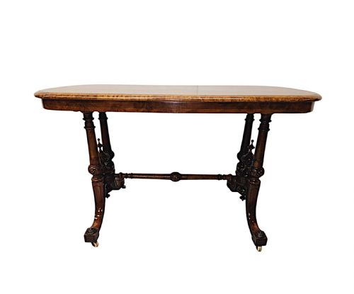 A VERY FINE 19TH CENTURY INLAID BURR WALNUT LIBRARY OR CENTRE TABLE - ADDITIONAL PHOTO 10