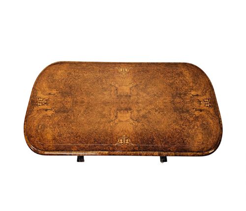 A VERY FINE 19TH CENTURY INLAID BURR WALNUT LIBRARY OR CENTRE TABLE - ADDITIONAL PHOTO 11