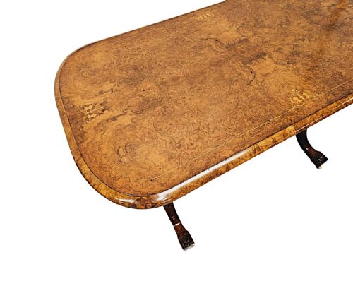 A VERY FINE 19TH CENTURY INLAID BURR WALNUT LIBRARY OR CENTRE TABLE - ADDITIONAL PHOTO 12