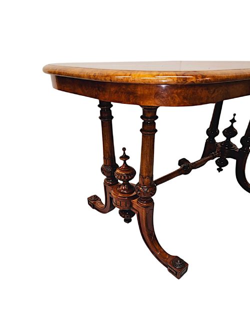 A VERY FINE 19TH CENTURY INLAID BURR WALNUT LIBRARY OR CENTRE TABLE - ADDITIONAL PHOTO 13