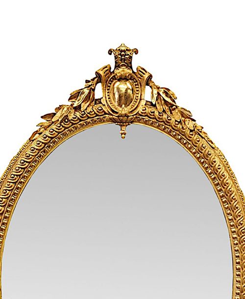 A BEAUTIFUL LARGE SIZE 19TH CENTURY GILTWOOD OVAL HALL OR PIER MIRROR - ADDITIONAL PHOTO 2
