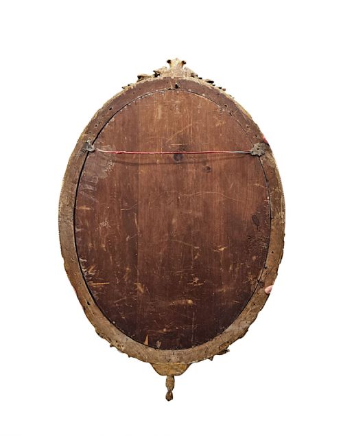 A BEAUTIFUL LARGE SIZE 19TH CENTURY GILTWOOD OVAL HALL OR PIER MIRROR - ADDITIONAL PHOTO 4